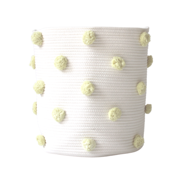 Buttercream Pom Laundry Basket | Twig and Tassel Home