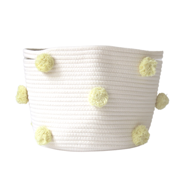 Buttercream Pom Basket - Medium | Twig and Tassel Home