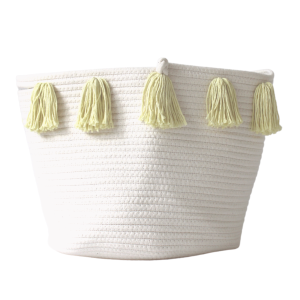 Buttercream Tassel Basket - Large | Twig and Tassel Home