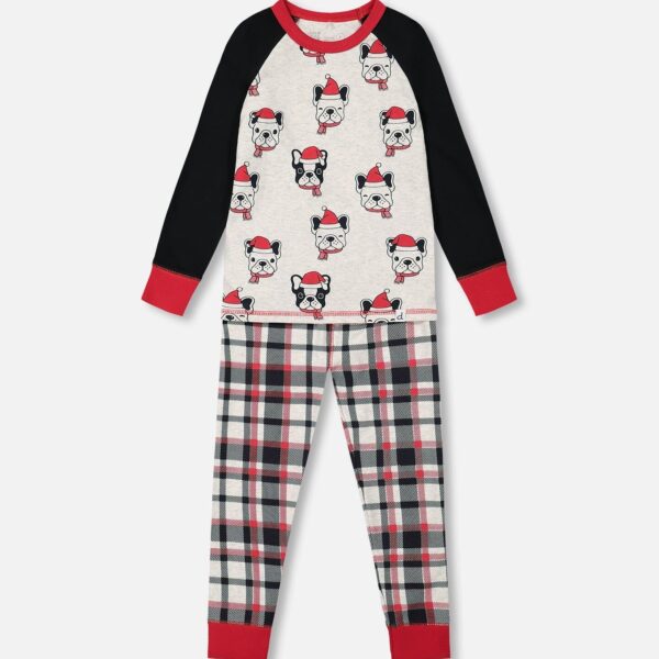 2par2 | Designed in Canada, deOrganic Cotton Printed Dogs Two Piece Pajama Set Oatmeal Mix