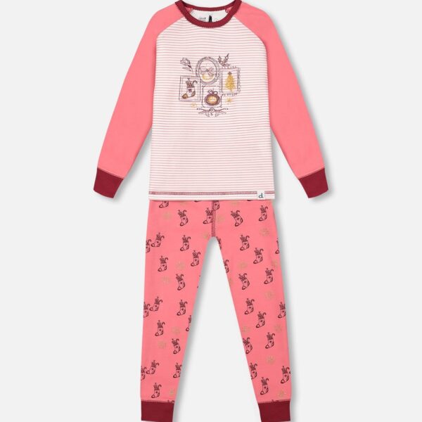 2par2 | Designed in Canada, Organic Cotton Long Sleeve Two Piece Printed Christmas Stocking Pajama Set Pink