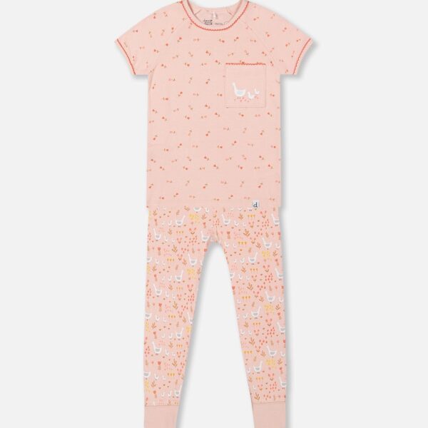 2par2 | Designed in Canada, Organic Cotton Two Piece Pajama Set Pink Printed Goose