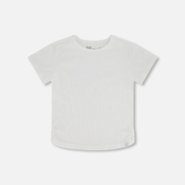 Crinkle Jersey Top for Girls – Stylish Off White Top by Deux par Deux | Comfortable & Versatile Kids Clothing