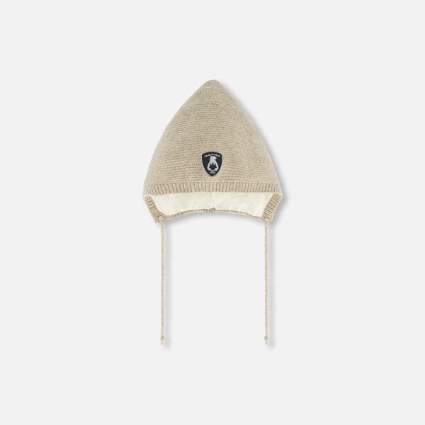 Deux par Deux Baby Knit Hat Beige – Cozy, Stylish Pointed Knit Hat for Cold Weather
