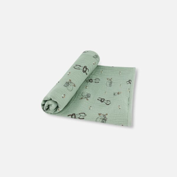 2par2 | Designed in Canada, Printed Muslin Blanket Sage Monkey