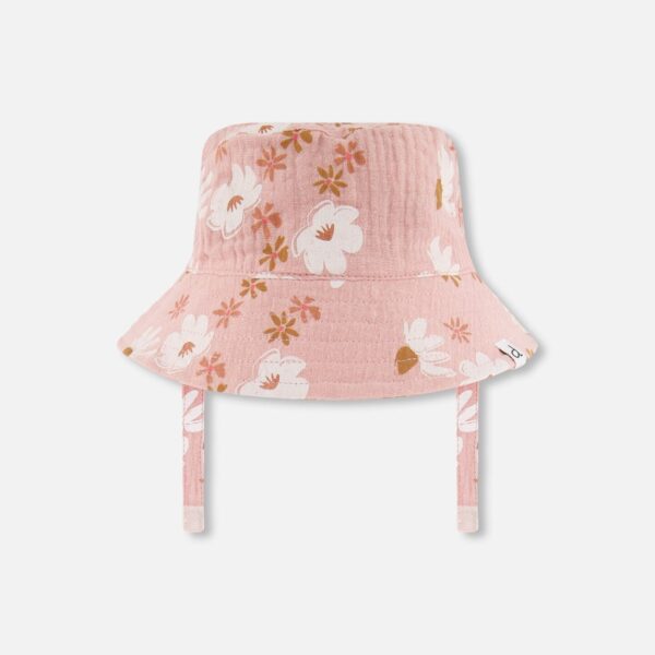 2par2 | Designed in Canada, Printed Muslin Bucket Hat Pink And White Flowers