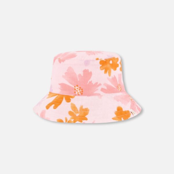 2par2 | Designed in Canada, Printed Muslin Bucket Hat Pink And Coral Flowers