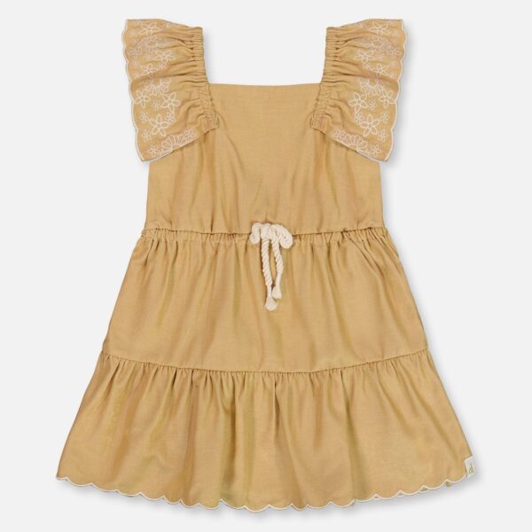 2par2 | Designed in Canada, Chambray Dress With Embroidery Golden Beige