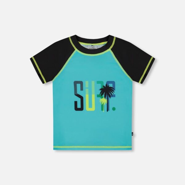 2par2 | Designed in Canada, Short Sleeve Rashguard Black And Turquoise