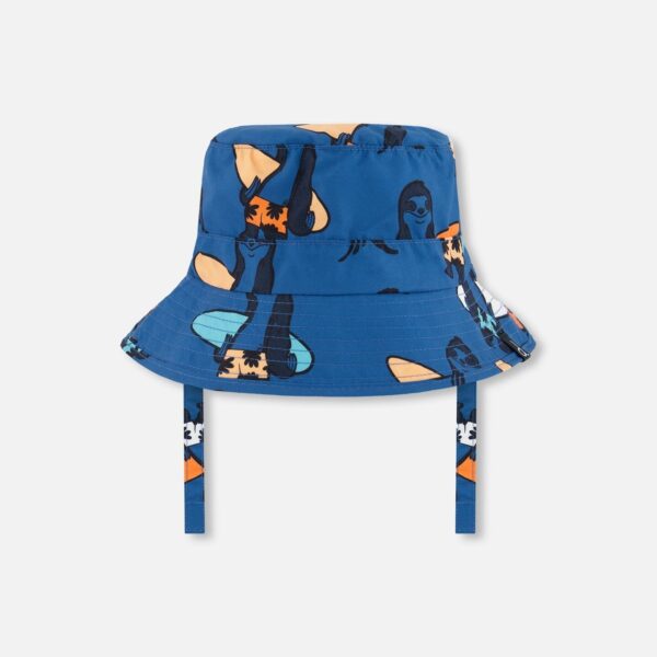 2par2 | Designed in Canada, Printed Beach Hat Orange Sloths On Navy Blue