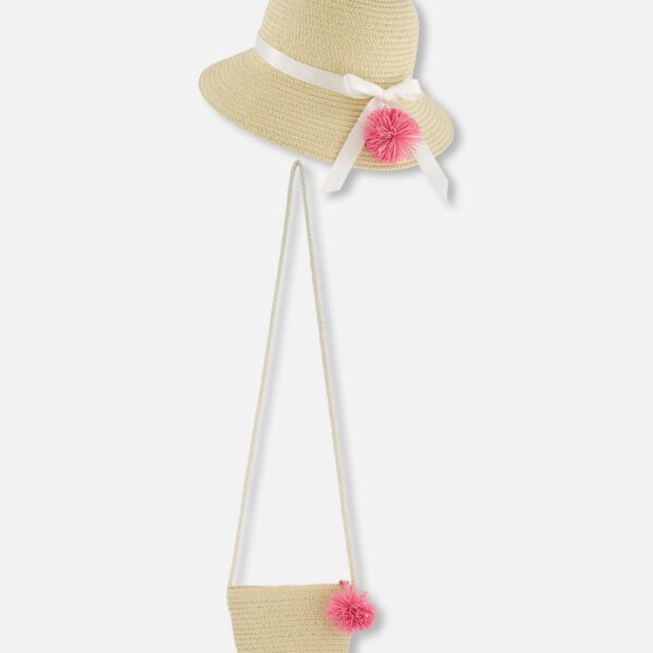 2par2 | Designed in Canada, Straw Bag And Hat Set Straw And Pink