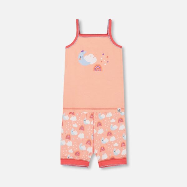 2par2 | Designed in Canada, Organic Cotton Tank Top And Shorts Pajama Set Rainbow On Light Coral