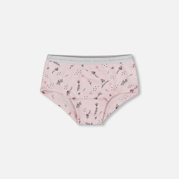 Ultra-Soft Cotton Boyshort Panty – Small Pink Flowers on Pale Pink for Girls