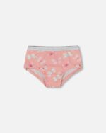 Printed Organic Cotton Boyshort Panty for Girls – Pink & Blue Butterflies on Old Pink by Deux par Deux | Soft, Stylish & Eco-Friendly Kids Underwear