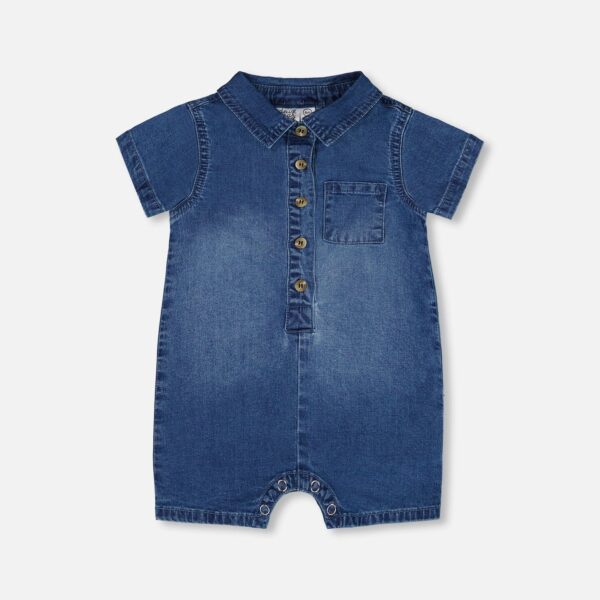 2par2 | Designed in Canada, One-Piece Denim Romper Dark Denim Blue