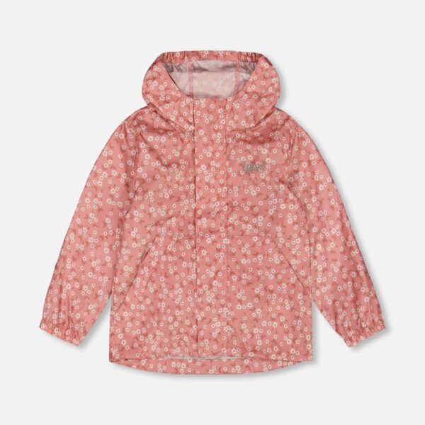 2par2 | Designed in Canada, Printed Packable Windbreaker Small White Flowers On Pale Pink