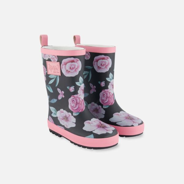 2par2 | Designed in Canada, Printed Rain Boots Pink, Black, And Flowers