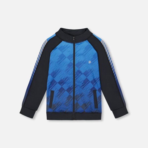 2par2 | Designed in Canada, Printed Full Zip Athletic Cardigan Blue And Black