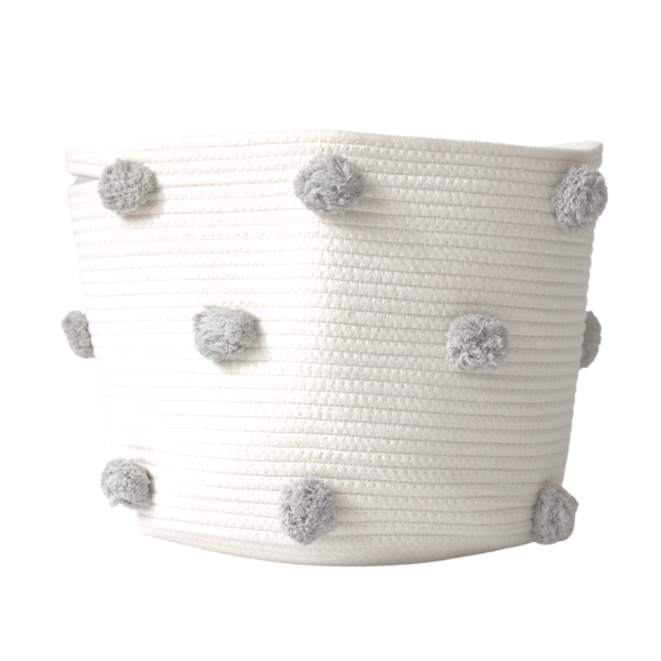 Grey Pom Basket - Large | Twig and Tassel Home