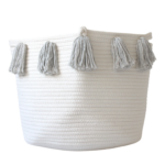 Grey Tassel Basket for Home Decor
