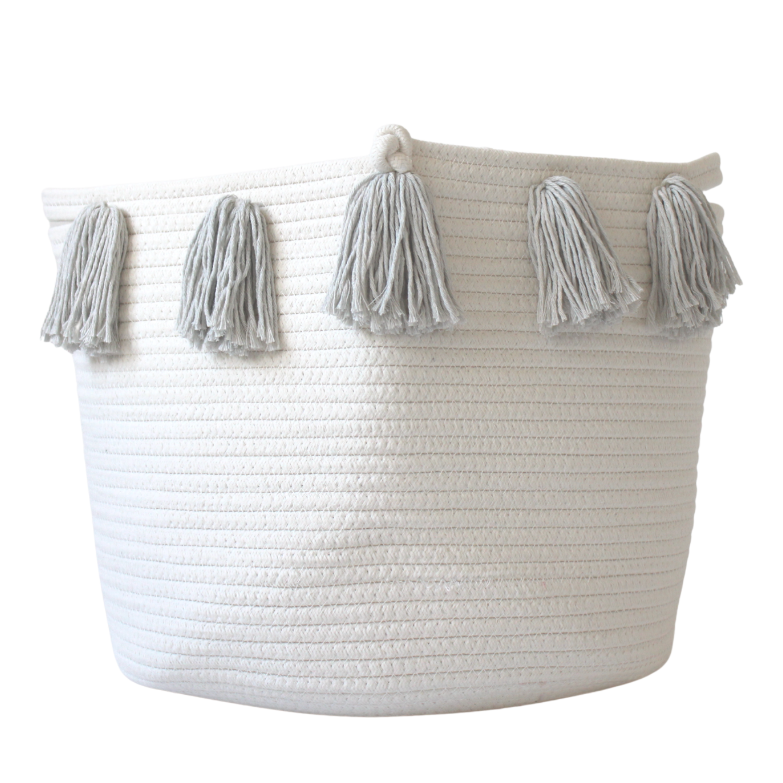 Grey Tassel Basket for Home Decor