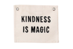 'Kindness is Magic' Banner – Inspirational Wall Hanging for Kids Room, Nursery or Classroom – Natural Cotton Blend Fabric with Black Lettering – Positive Quote Decor Gift