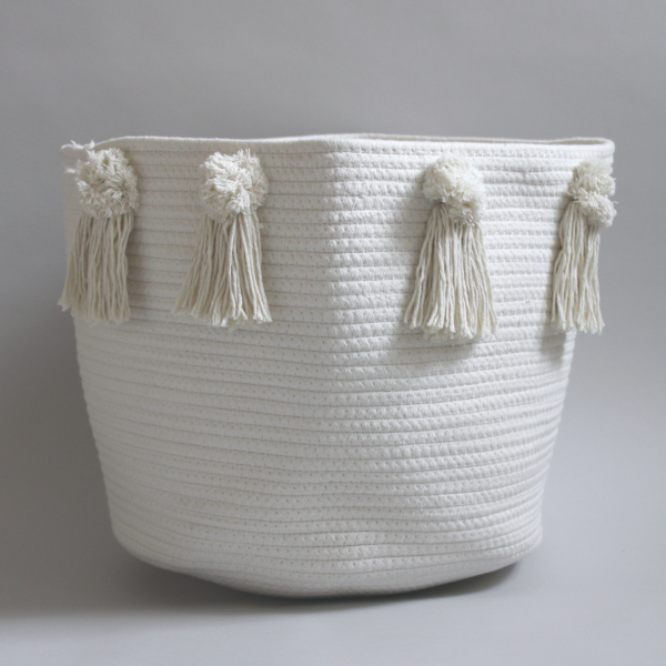 Pom and Tassel Basket - Large | Twig and Tassel Home