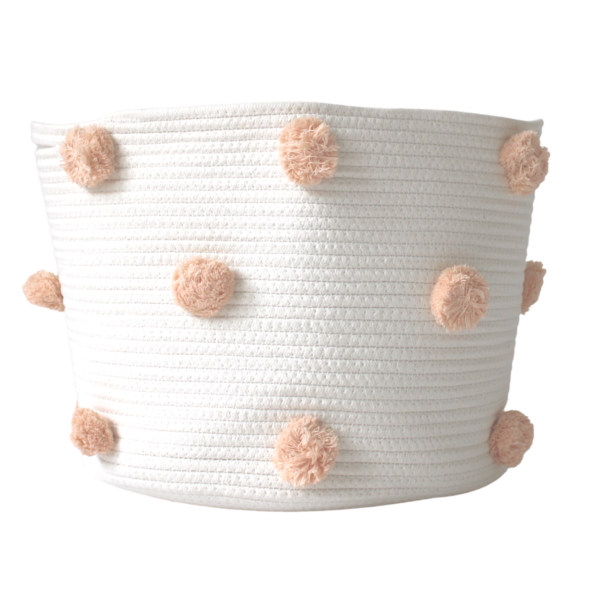 Peach Pom Basket - Large | Twig and Tassel Home