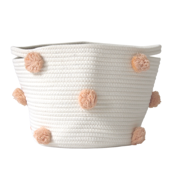 Peach Pom Basket - Medium | Twig and Tassel Home