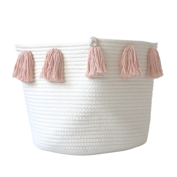 Peach Tassel Basket - Large | Twig and Tassel Home
