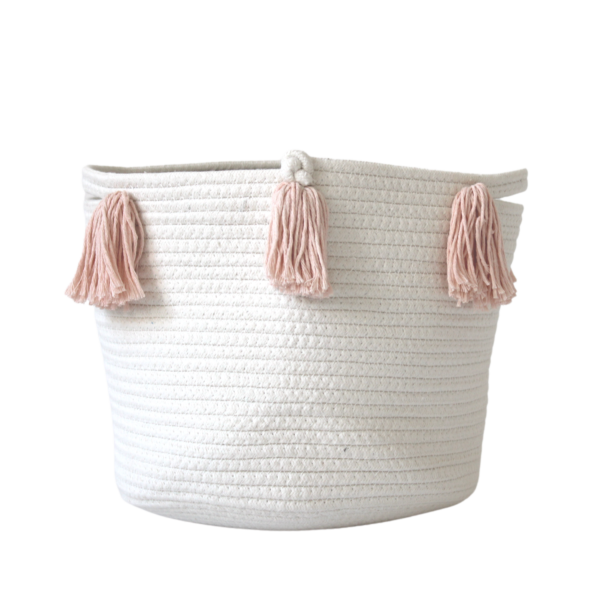 Peach Tassel Basket - Medium | Twig and Tassel Home