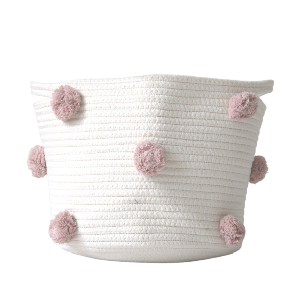 Rose Pink Pom Basket - Medium | Twig and Tassel Home