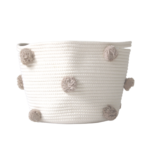 Taupe Pom Basket for Home Decor