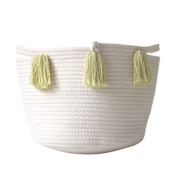 Buttercream Tassel Basket - Medium | Twig and Tassel Home