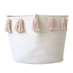 Blush Tassel Basket for Home Decor