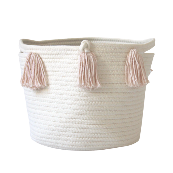 Blush Tassel Basket - Medium | Twig and Tassel Home