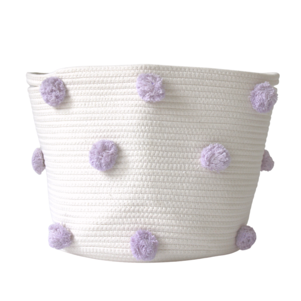 Lilac Pom Basket - Large | Twig and Tassel Home