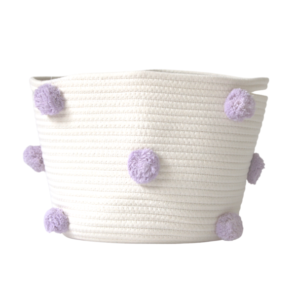 Lilac Pom Basket - Medium | Twig and Tassel Home