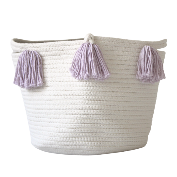 Lilac Tassel Basket - Medium | Twig and Tassel Home