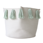 Mint Tassel Basket for Home Decor