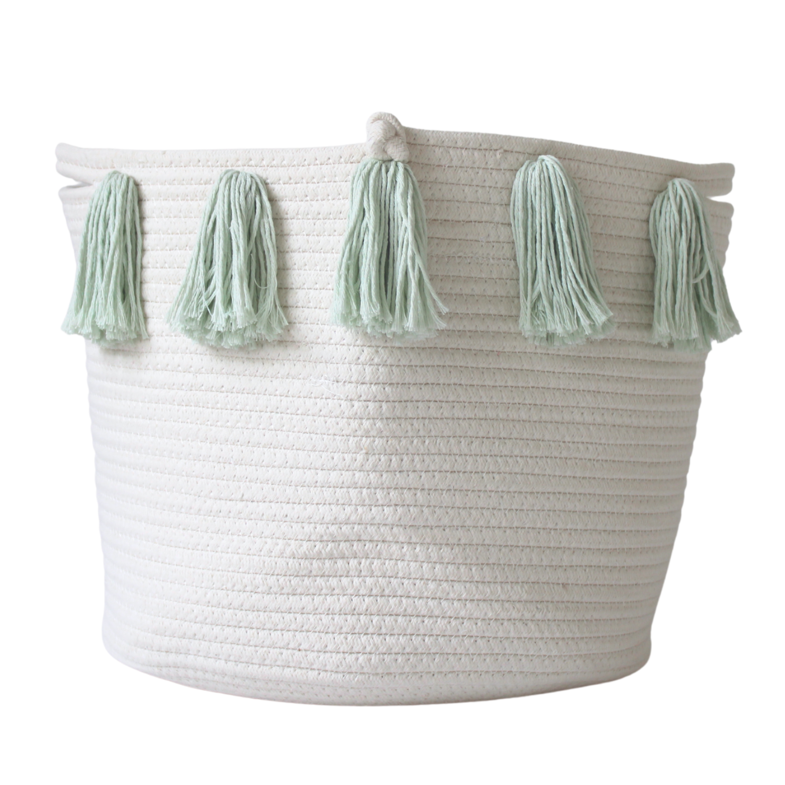 Mint Tassel Basket for Home Decor