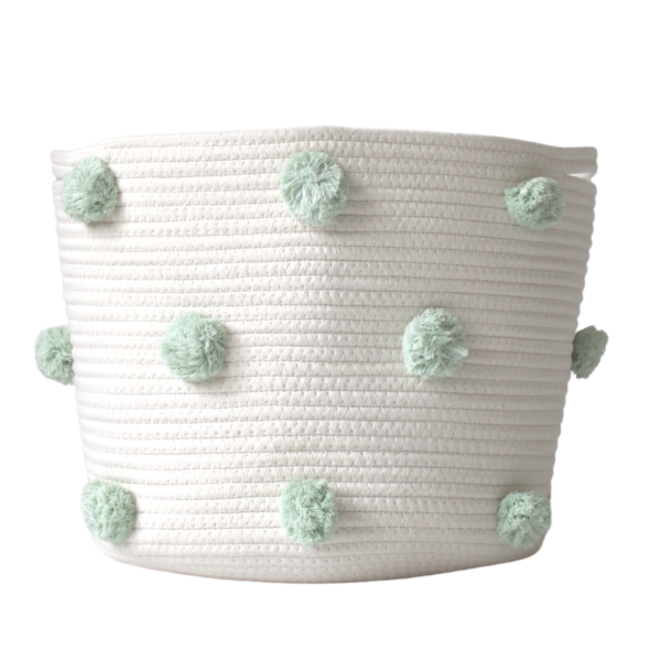 Mint Pom Basket - Large | Twig and Tassel Home