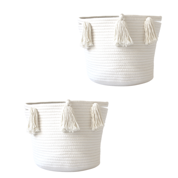 Set of 2 - Natural Tassel Basket - Medium | Twig and Tassel Home