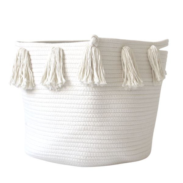 Natural Tassel Basket - Large | Twig and Tassel Home