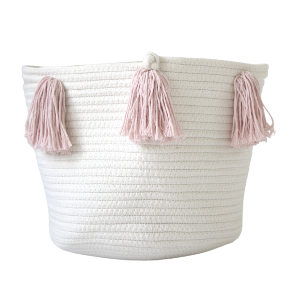 Rose Pink Tassel Basket - Medium | Twig and Tassel Home