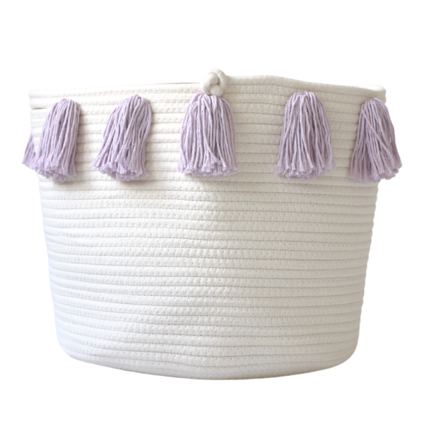 Lilac Tassel Basket for Home Decor