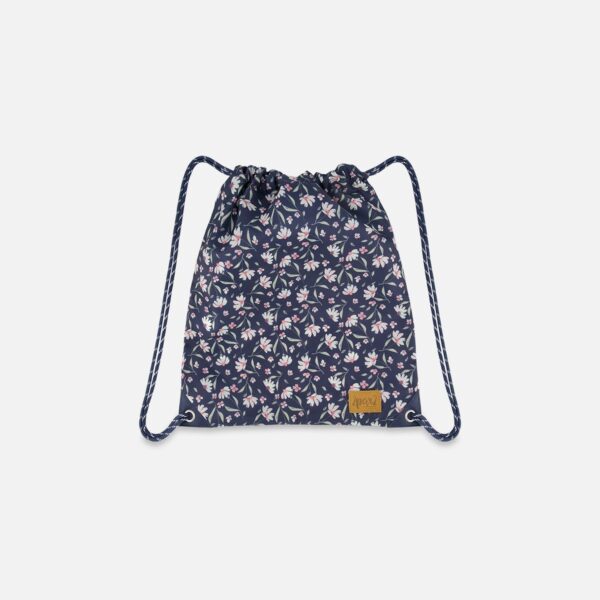 2par2 | Made in Canada, Drawstring Bag Navy Flower Print