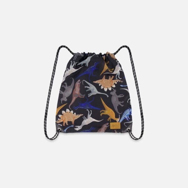2par2 | Designed in Canada, Drawstring Bag Black Dinosaur Print