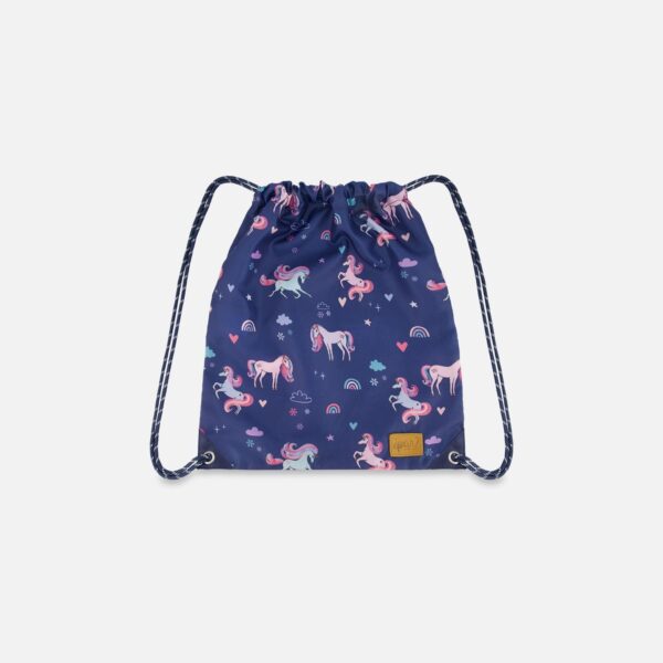 2par2 | Made in Canada, Drawstring Bag Navy Unicorn Print