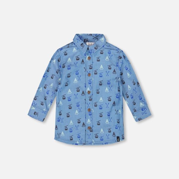 2par2 | Designed in Canada, Long Sleeve Button Front Denim Shirt Blue